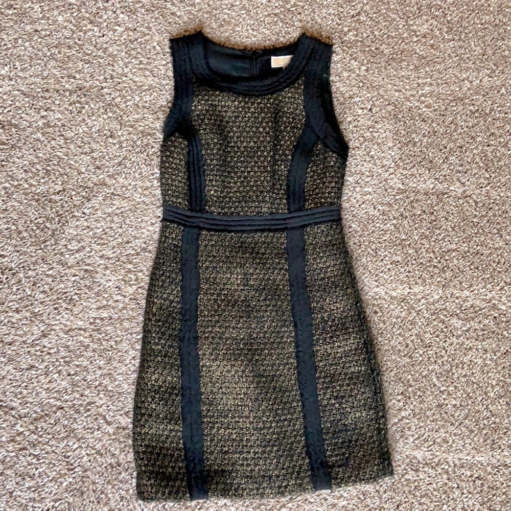 Michael Kors Black and Gold Sheath Dress